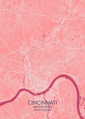 Cincinnati Pink Rose Map