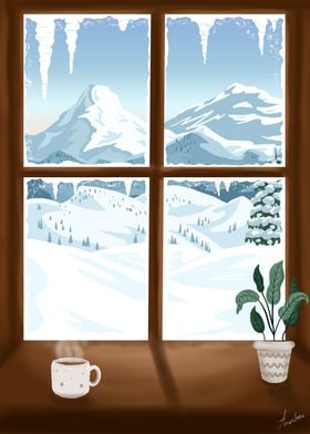 Winter window view