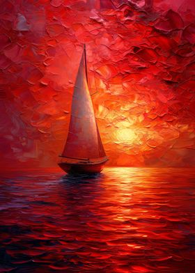 Sailboat in sunset ocean