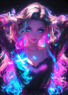 Neon Glowing Girl