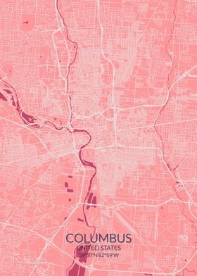 Columbus Pink Rose Map