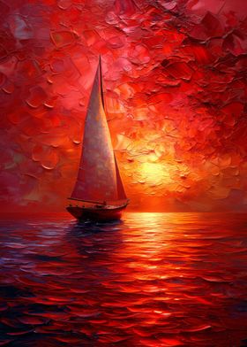 Sailboat in sunset ocean