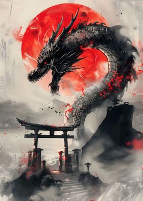 Japanese Torii Gate Dragon