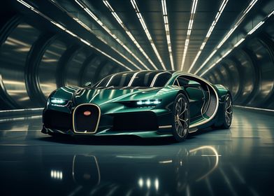 Bugatti Chiron Green car