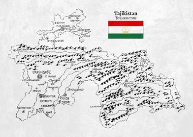 Handdrawn Tajikistan Map