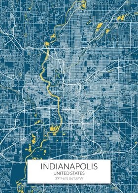 Indianapolis Blue Map