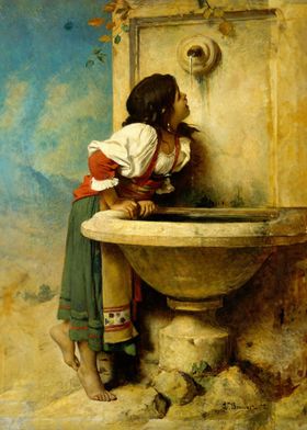 Roman Girl at a Fountain