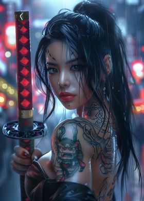 Tattooed Samurai Girl