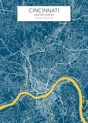 Cincinnati Blue Map