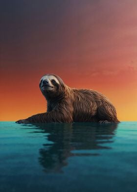 Serene Sloth at Sunset