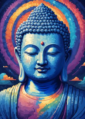 Blue Buddha Pixel Art