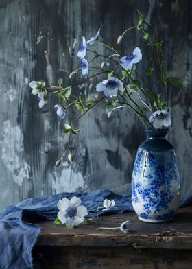 Still life blue vase art