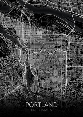 Portland Black Map