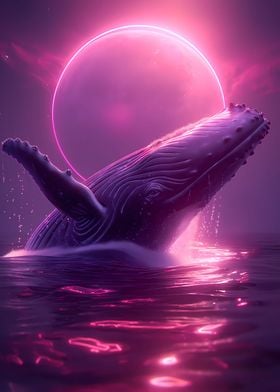 Beautiful neon whale