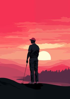 Golfer at sunset Play golf