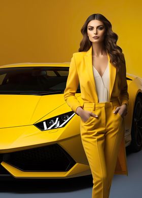 Girl and Lamborghini car