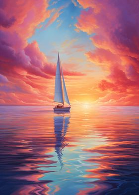 Sailboat Sunset Painting