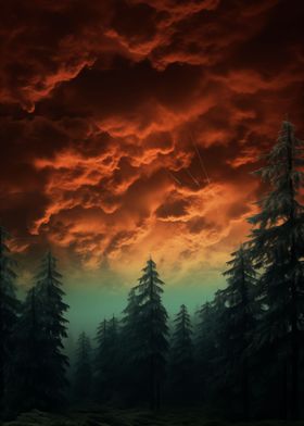 Forest Sky Storm clouds