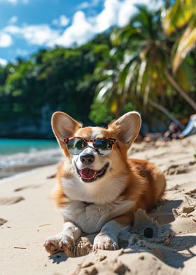 Happy Welsh Corgi Beach