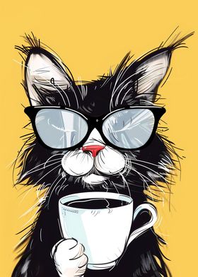 Funny coffee cat