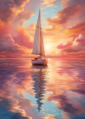 Sailboat Sunset Painting