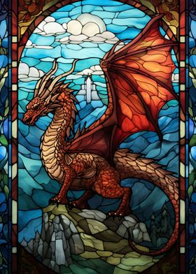 Red Stained Glass Dragon 