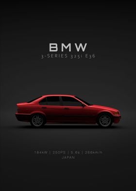 BMW 325i E36 1994 Red Spec
