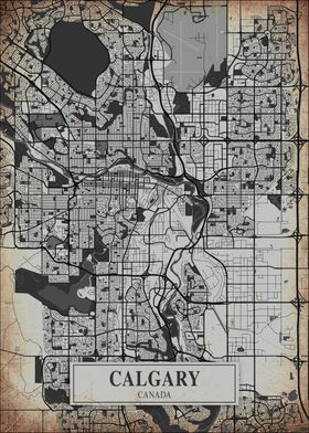 Calgary Canada Vintage Map