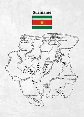 Handdrawn Suriname Map