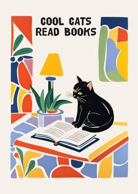 Cool Cats Read Books Print