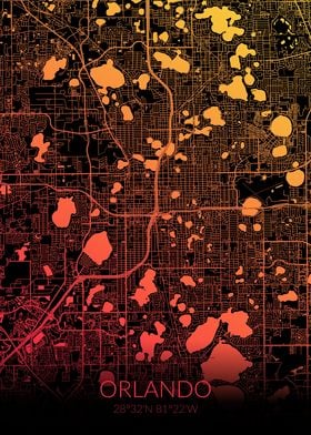 Orlando Black Orange Map