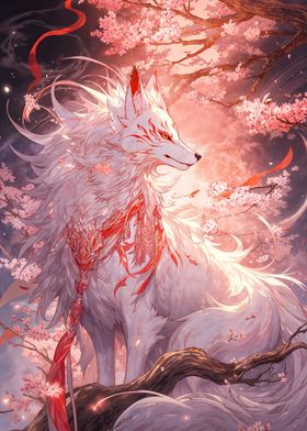 white kitsune of sakura