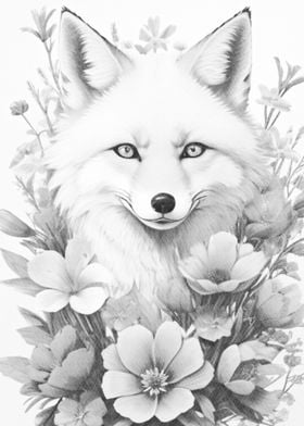 Flower decoration fox