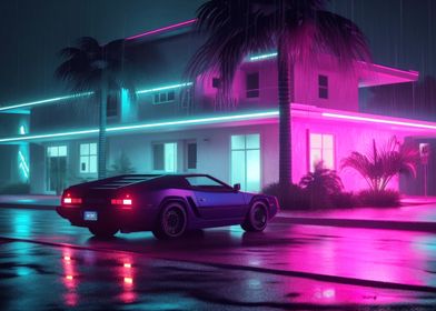 neon car motel