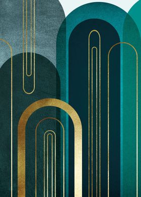 Elegant Arches Teal Gold 2