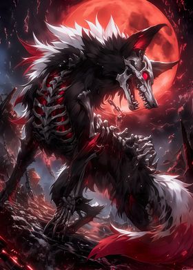 Anime Blood Moon wolf