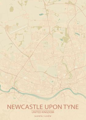 Newcastle upon Tyne UK Map