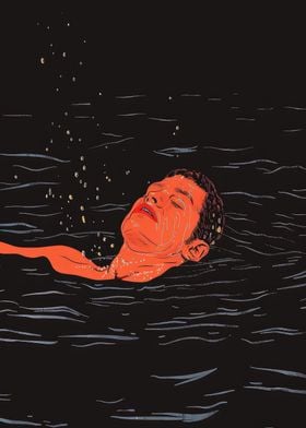 a man swimming