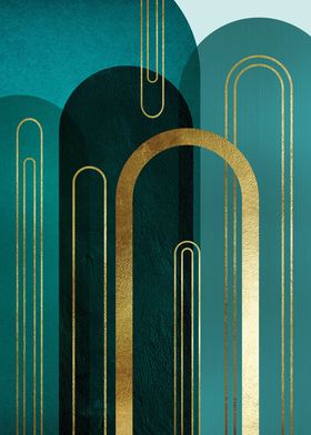 Elegant Arches Teal Gold