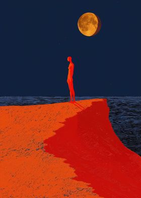 man and the moon