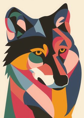 Wolf Abstract Flat Pop