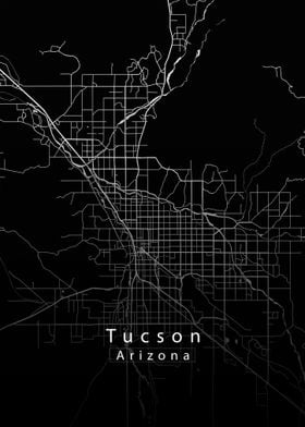 Tucson Arizona Map black