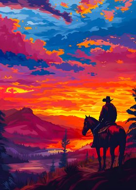 Arthur Morgan and sunset 