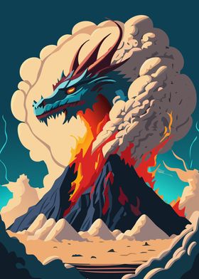 Volcano with Dragons Head