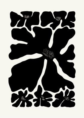 dark leave floral poster