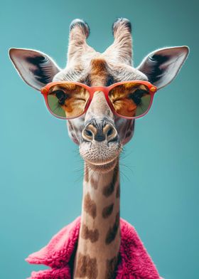 Cute giraffe with glasses