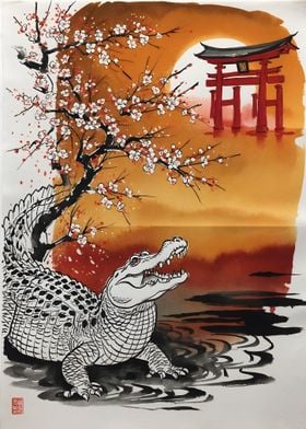 Crocodile Japan Art