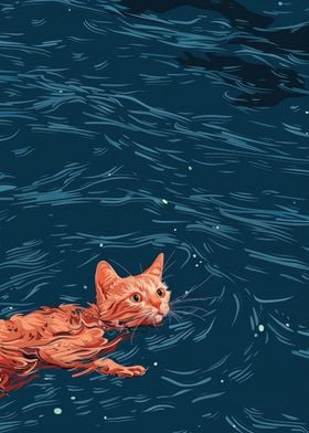 cat swimming