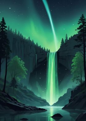 Auroras Glowing Cascade