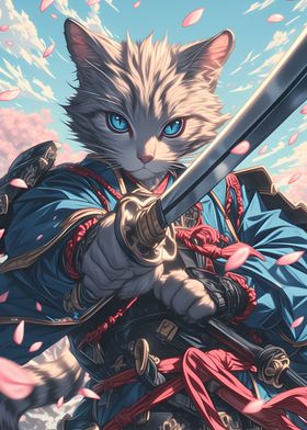 Maine Coon Cat Samurai